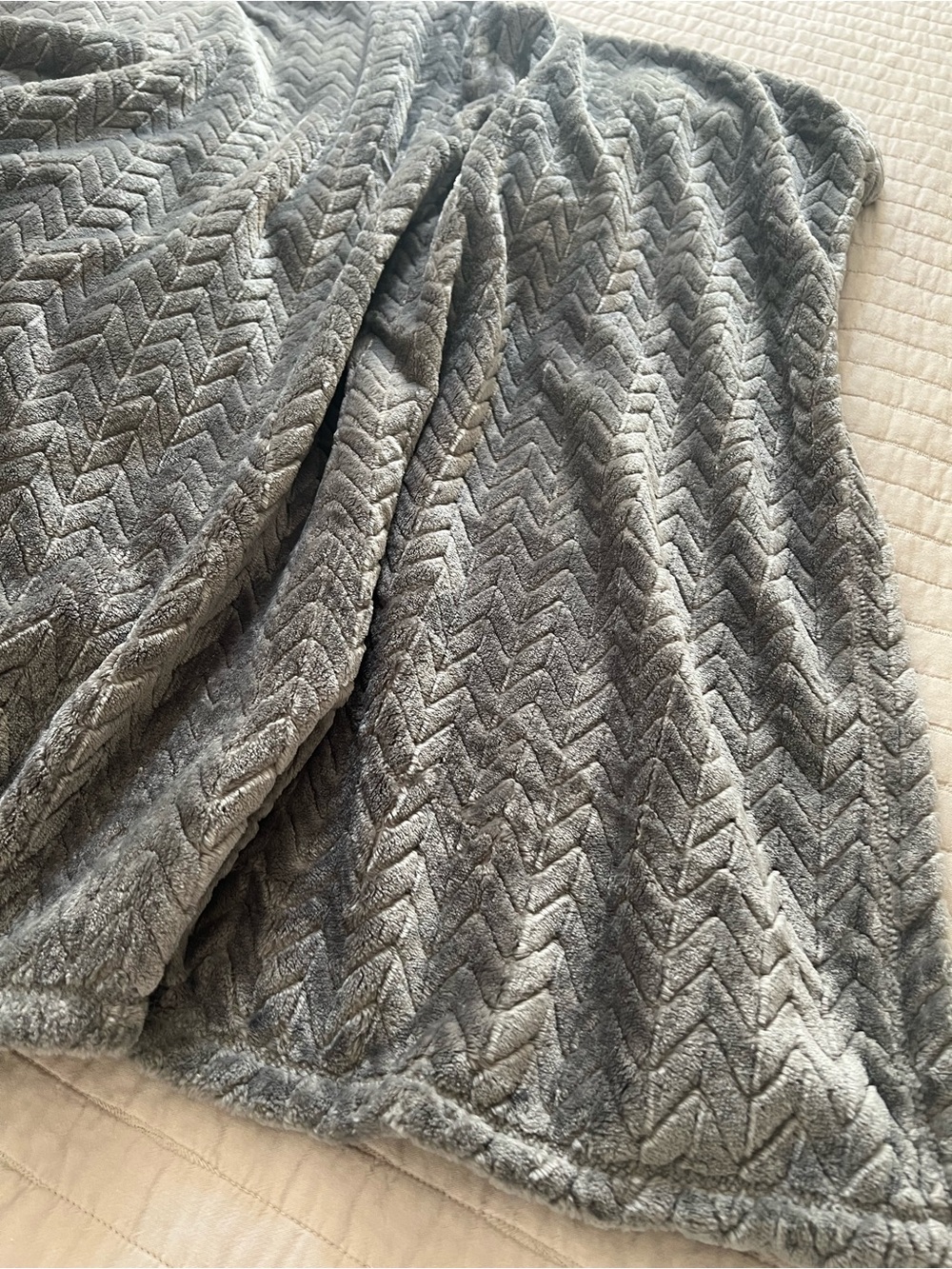 The Big One Gray Chevron Plush Throw Blanket